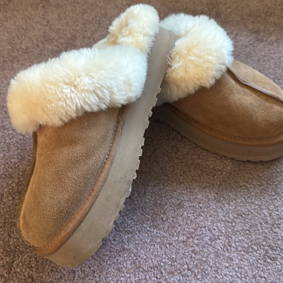 Ugg Disquette Suede Fur Platform Slippers - Picture 7 of 9